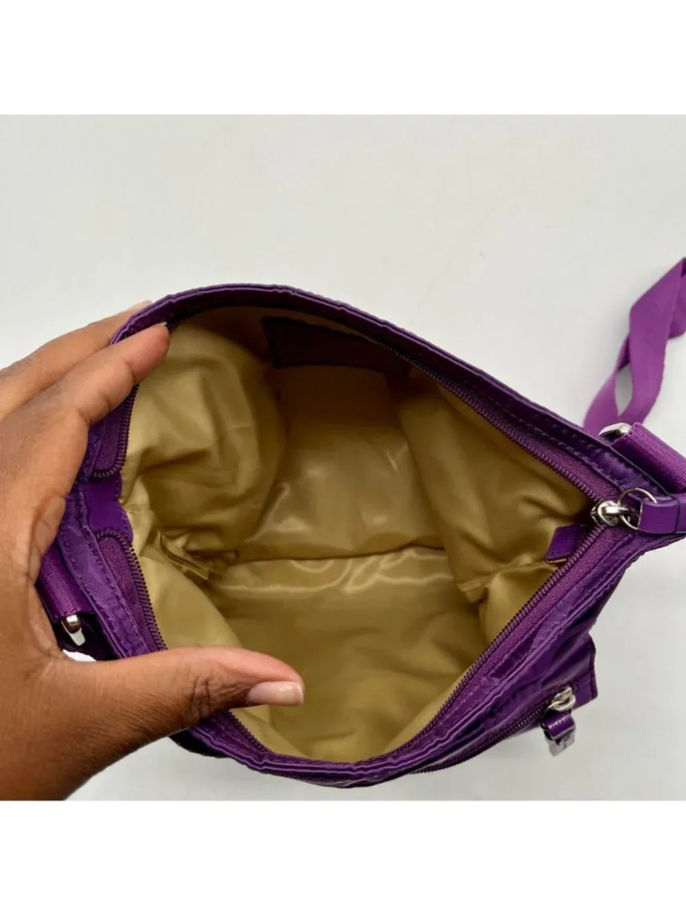 Coach Purple Monogram Print Nylon Crossbody